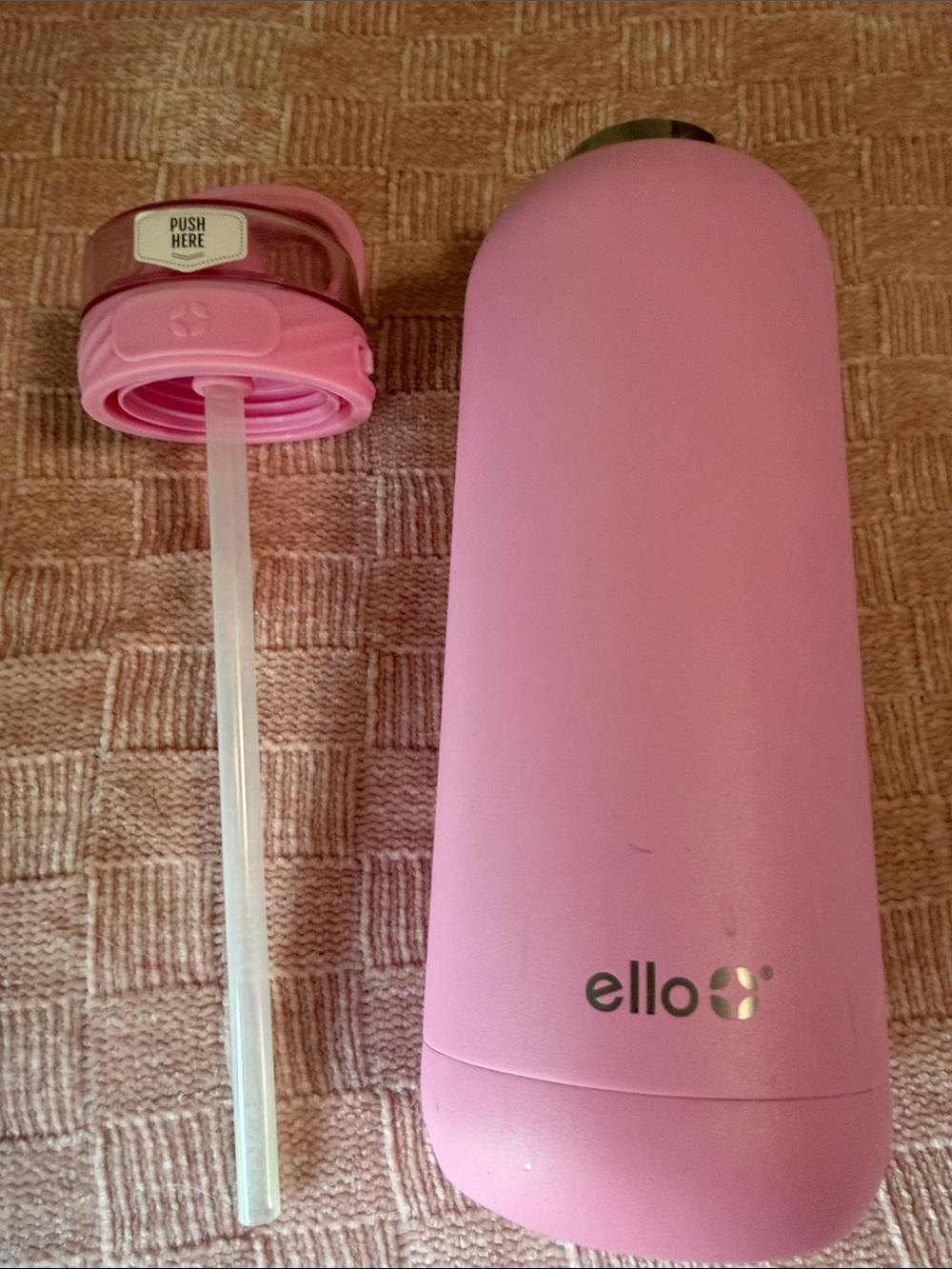 ellos Pink Insulated Water Bottle with Straw Lid